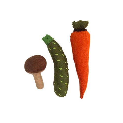 Felt Vegetable Trio- Carrot, Courgette and Mushroom